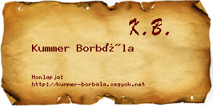 Kummer Borbála névjegykártya