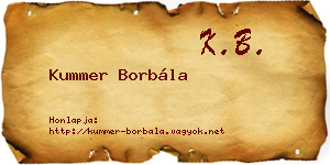 Kummer Borbála névjegykártya